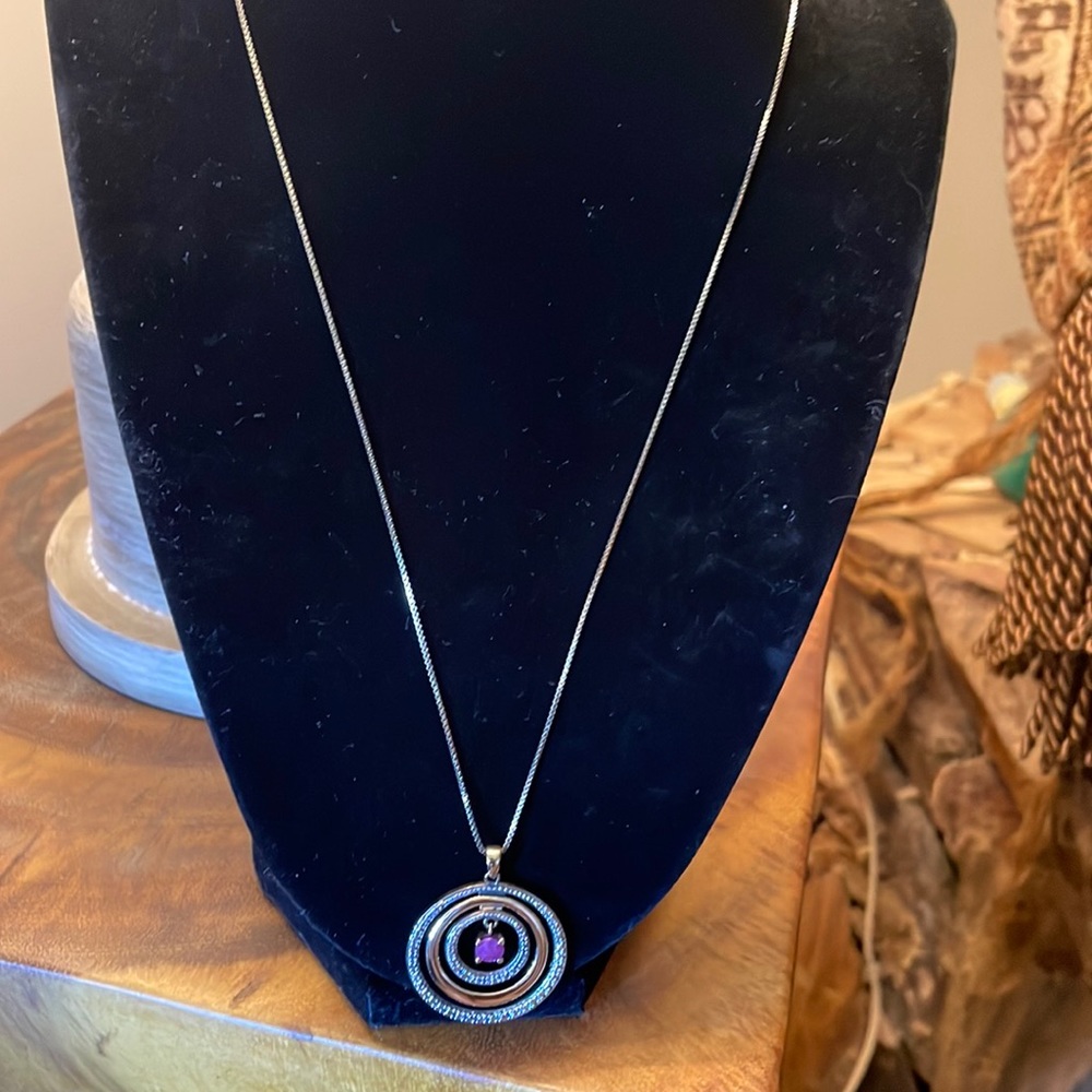 Two tone SS ruby pendant